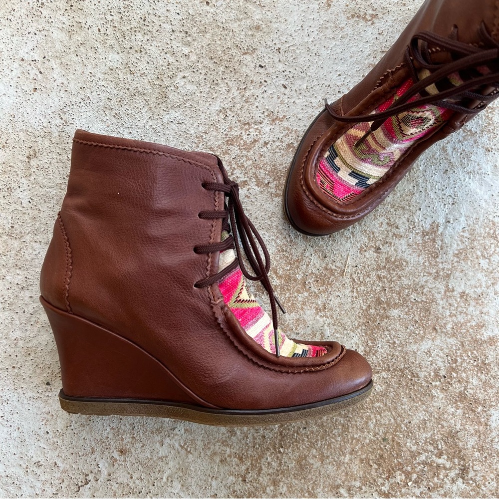 Anthropologie by Holding Horses Leather Wedge Ankle Boots – Women’s 6.5 / EU 37